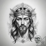 Tattoo sketch holy character – tattoo sketch (№1757472733_0, 10.09.2025 02:52) — tattoovalue.net