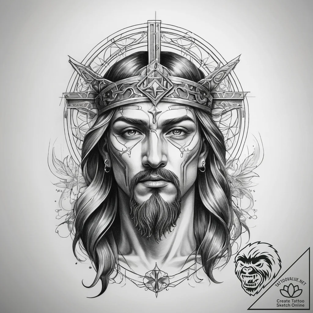 Tattoo sketch holy character - tattoo sketch (№1757472733_0, 10.09.2025 02:52) — tattoovalue.net