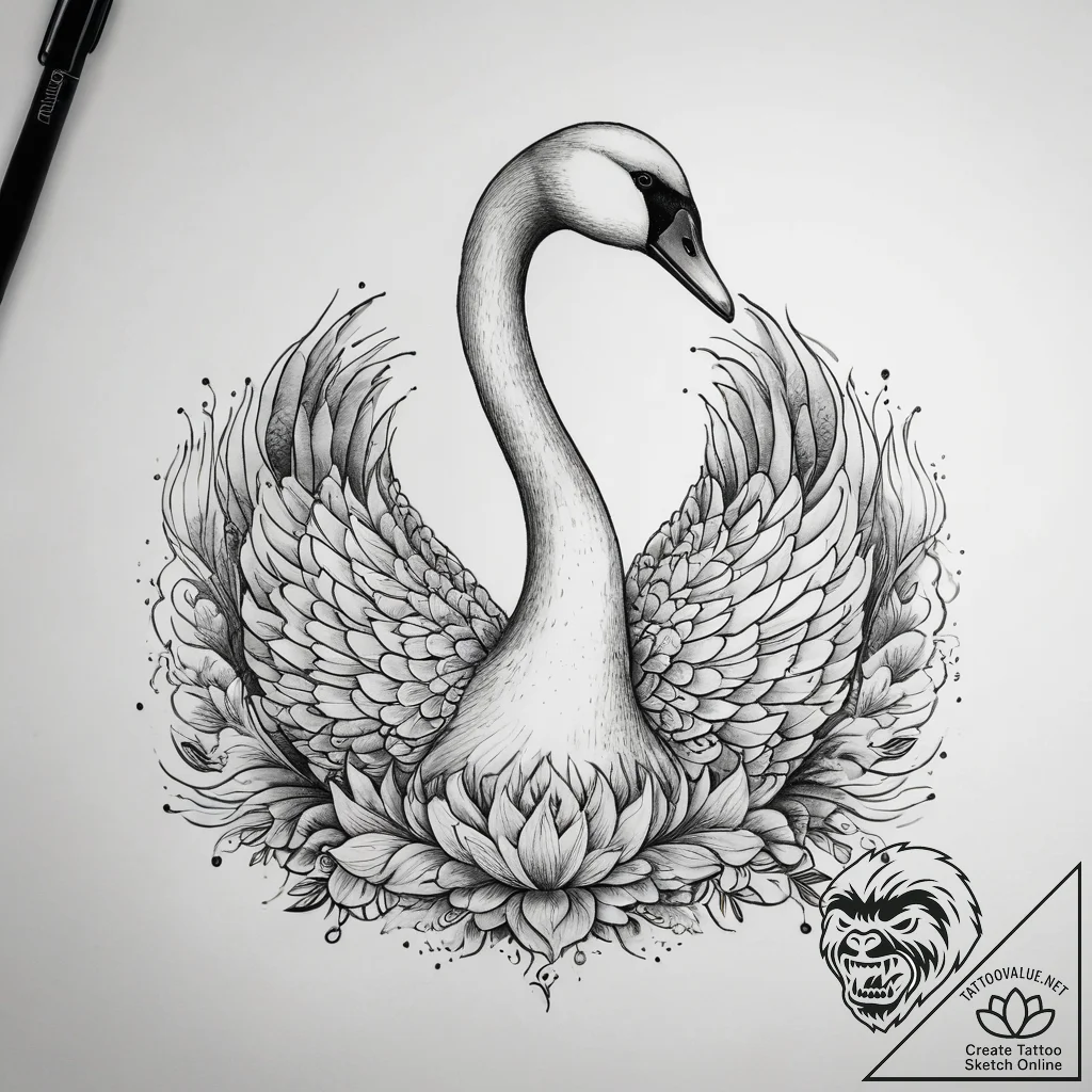 Tattoo sketch elegant swan, tattoo sketch des... - tattoo sketch (№1757473121_0, 10.09.2025 02:58) — tattoovalue.net