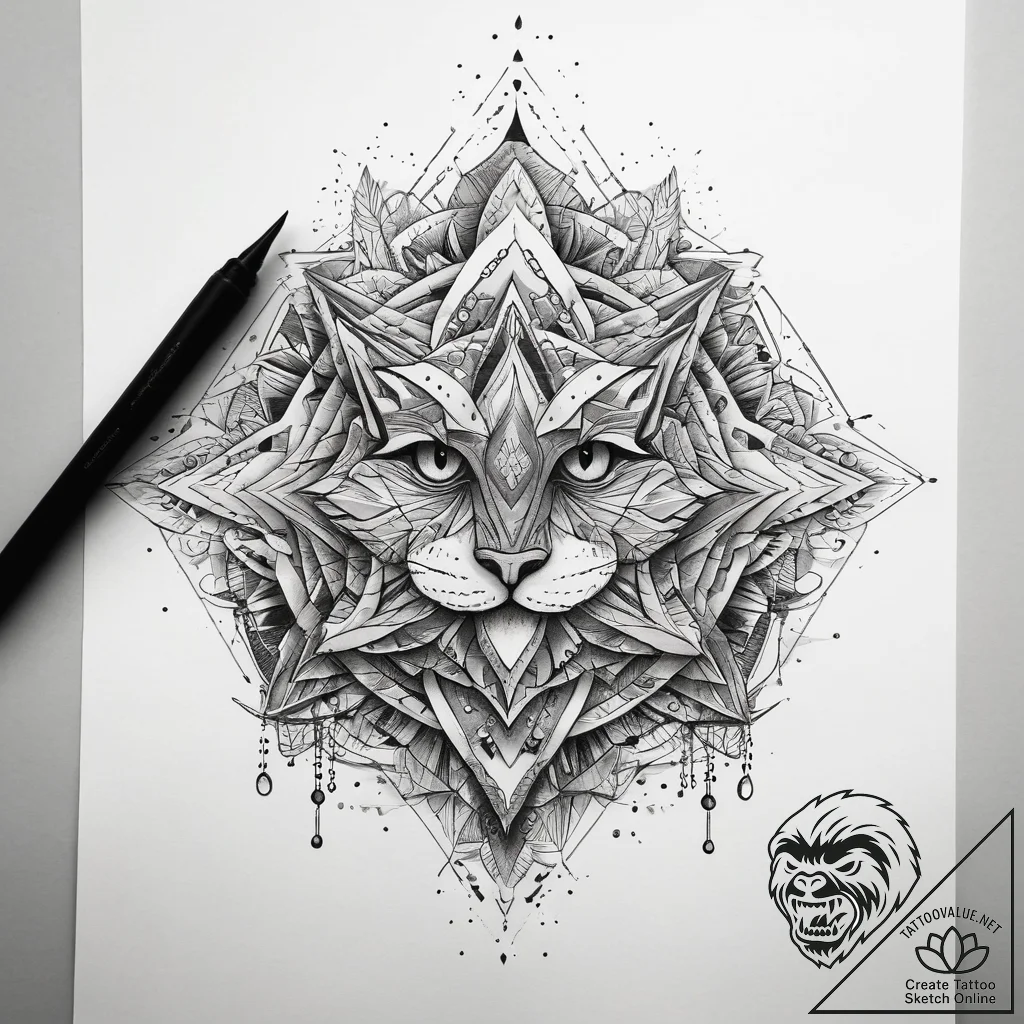Tattoo sketch geometric gradient, ink illustr... - tattoo sketch (№1757475250_0, 10.09.2025 03:34) — tattoovalue.net