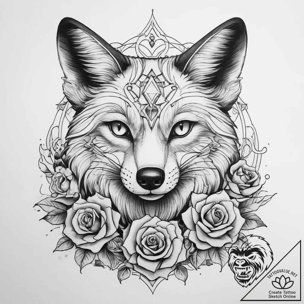 Tattoo sketch fox tattoo, tattoo flash sheet... - tattoo sketch (№1757475832_0, 10.09.2025 03:43) — tattoovalue.net