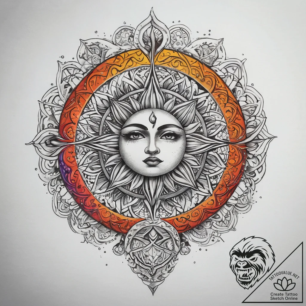 Tattoo sketch slavic spiral with a sun, tatto... - tattoo sketch (№1757476804_0, 10.09.2025 04:00) — tattoovalue.net