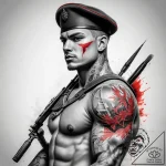 Tattoo sketch soldier with a brush, tattoo sk… – tattoo sketch (№1757477191_0, 10.09.2025 04:06) — tattoovalue.net