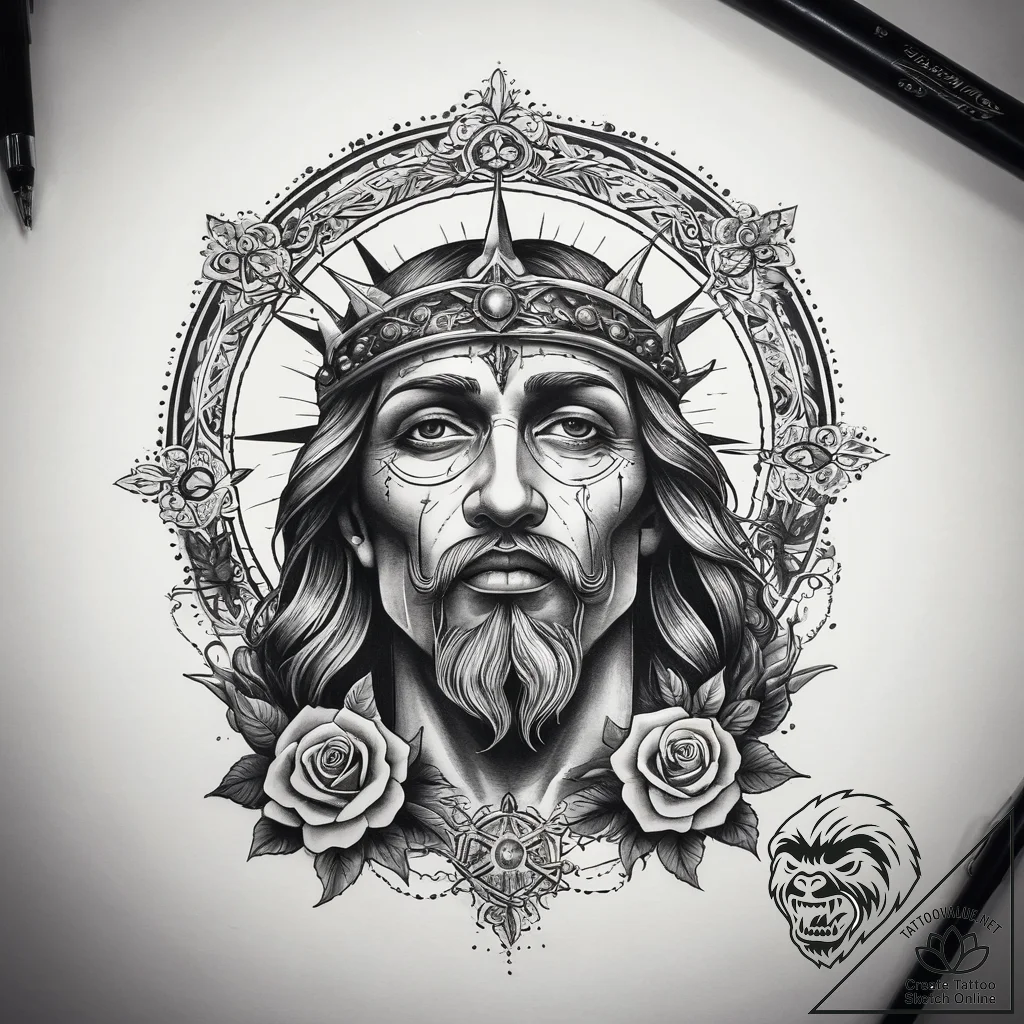 Tattoo sketch holy scene, tattoo flash sheet... - tattoo sketch (№1757478160_0, 10.09.2025 04:22) — tattoovalue.net