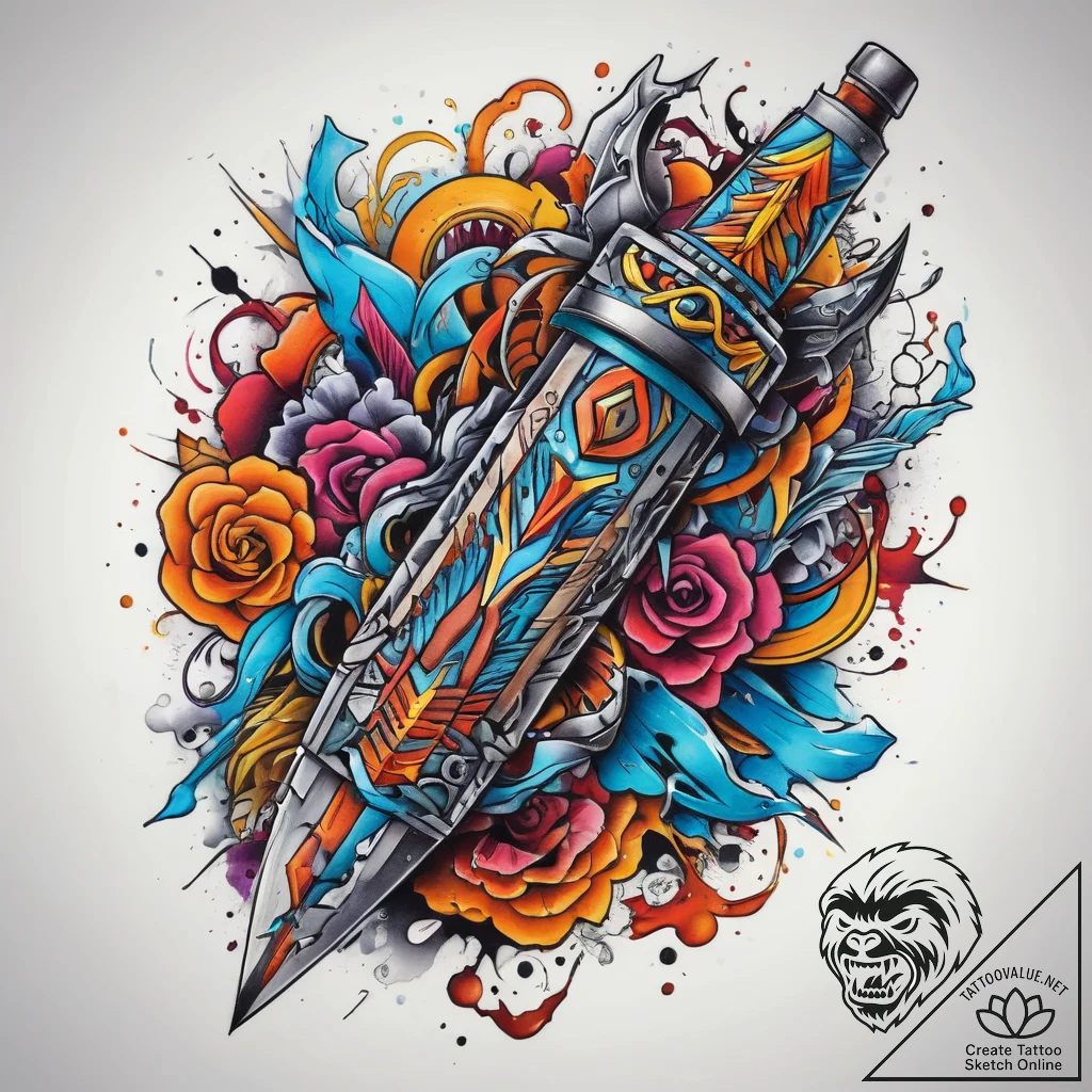 Tattoo sketch bayonet, tattoo drawing outline... - tattoo sketch (№1757479130_0, 10.09.2025 04:38) — tattoovalue.net