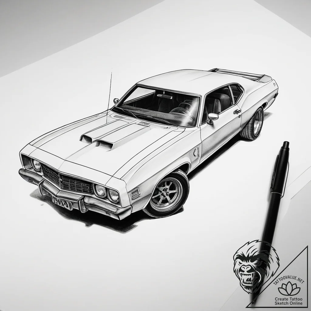 Tattoo sketch mad max v8 interceptor - tattoo sketch (№1757479517_0, 10.09.2025 04:45) — tattoovalue.net
