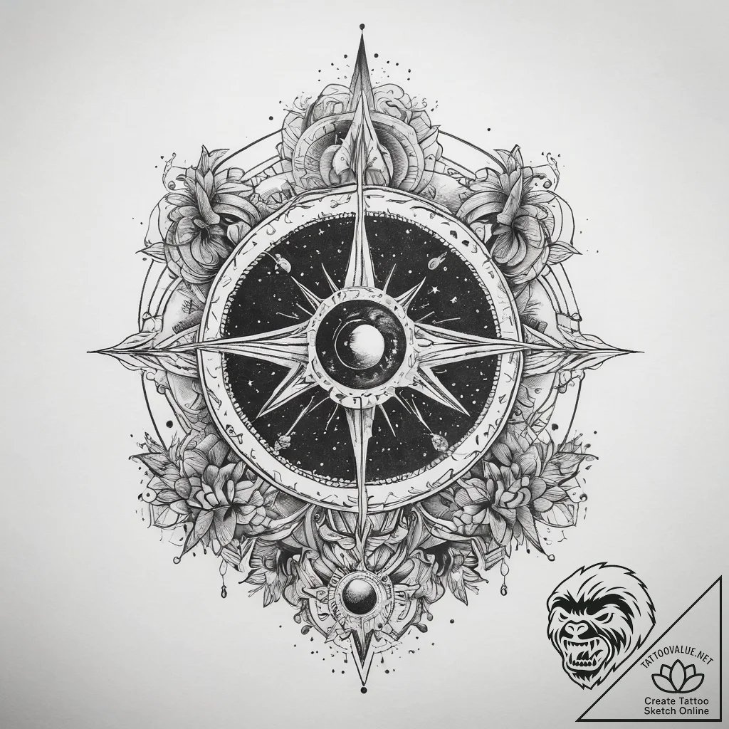Tattoo sketch cosmic story, tattoo flash shee... - tattoo sketch (№1757481653_0, 10.09.2025 05:20) — tattoovalue.net