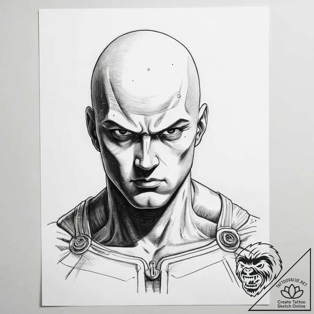 Tattoo sketch one punch man saitama, concept... - tattoo sketch (№1757482623_0, 10.09.2025 05:37) — tattoovalue.net