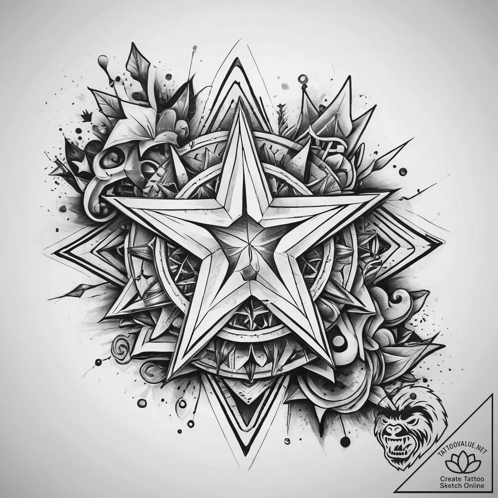 Tattoo sketch stars tattoo, tattoo flash shee... - tattoo sketch (№1757483399_0, 10.09.2025 05:49) — tattoovalue.net