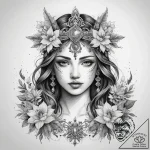 Tattoo sketch kupala, the goddess of fertilit… – tattoo sketch (№1757483979_0, 10.09.2025 05:59) — tattoovalue.net