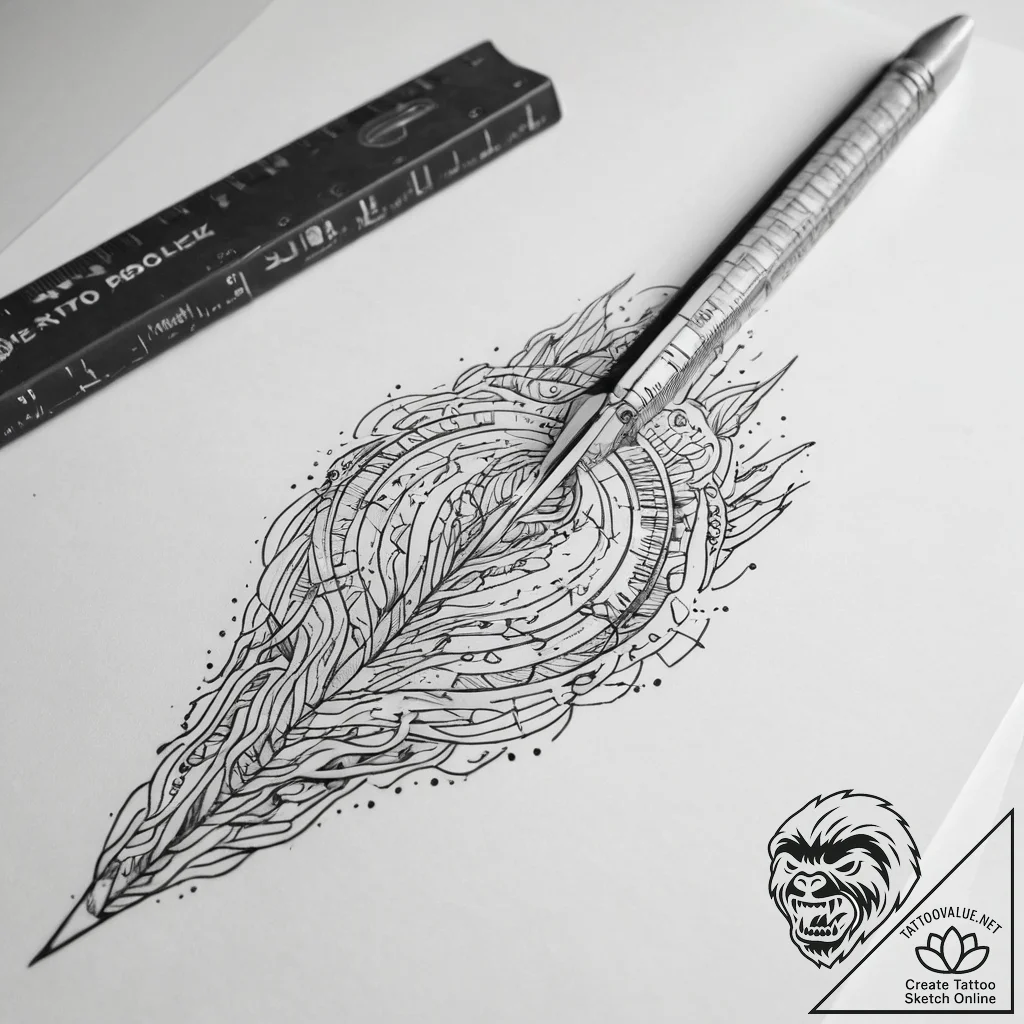 Tattoo sketch ruler with a quote, tattoo line... - tattoo sketch (№1757484173_0, 10.09.2025 06:02) — tattoovalue.net