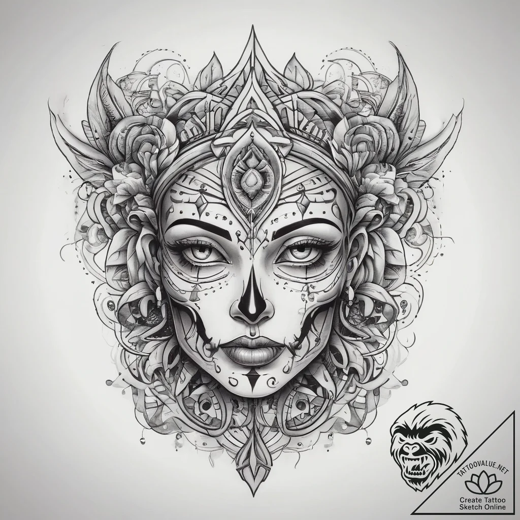 Tattoo sketch blessed being, ink illustration... - tattoo sketch (№1757485141_0, 10.09.2025 06:19) — tattoovalue.net