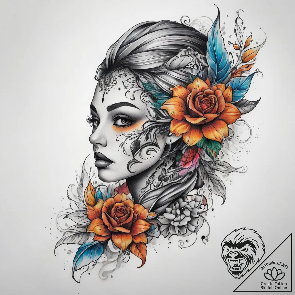 Tattoo sketch scarf with a quote, tattoo line... - tattoo sketch (№1757487276_0, 10.09.2025 06:54) — tattoovalue.net