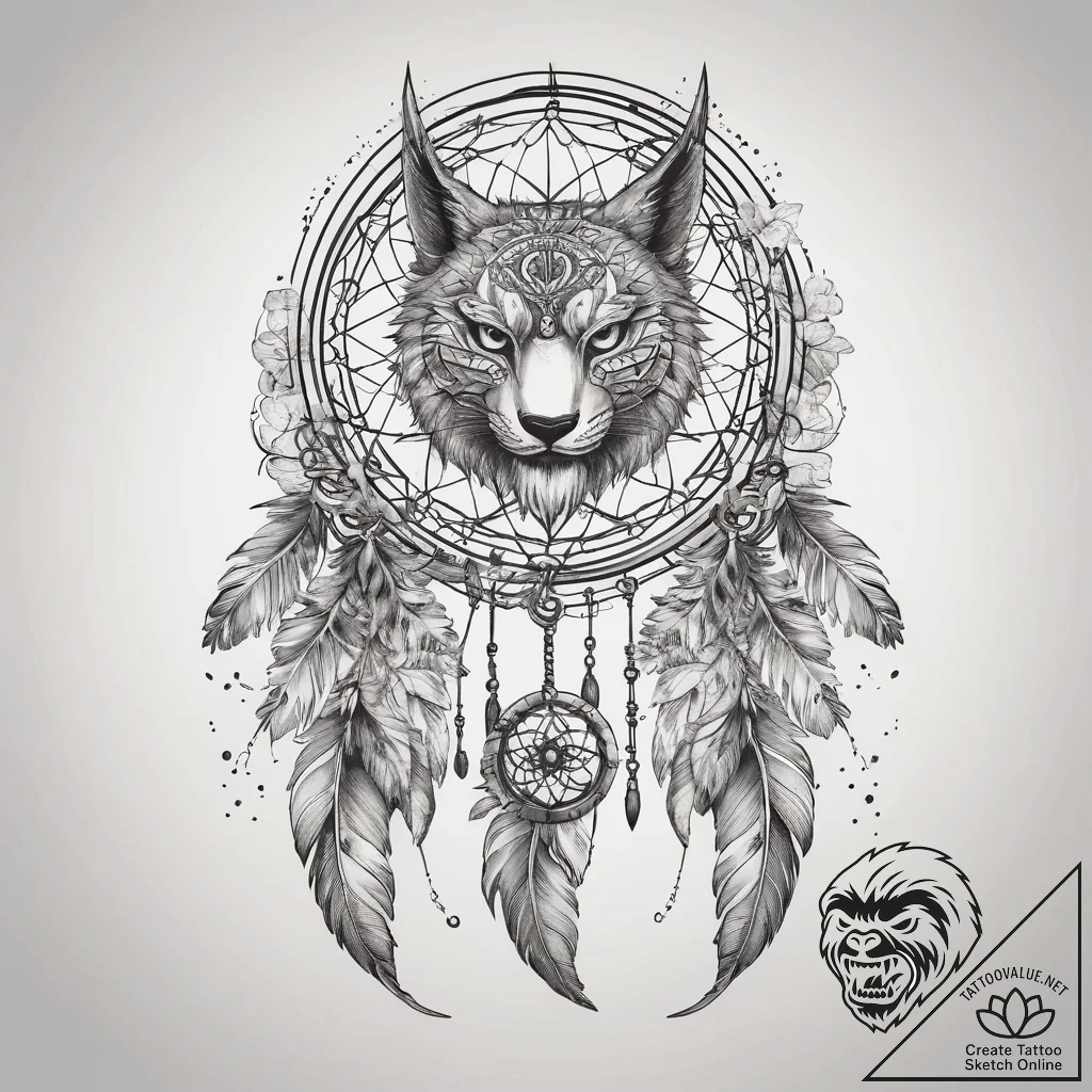 Tattoo sketch dreamcatcher with feathers, tat... - tattoo sketch (№1757488247_0, 10.09.2025 07:10) — tattoovalue.net