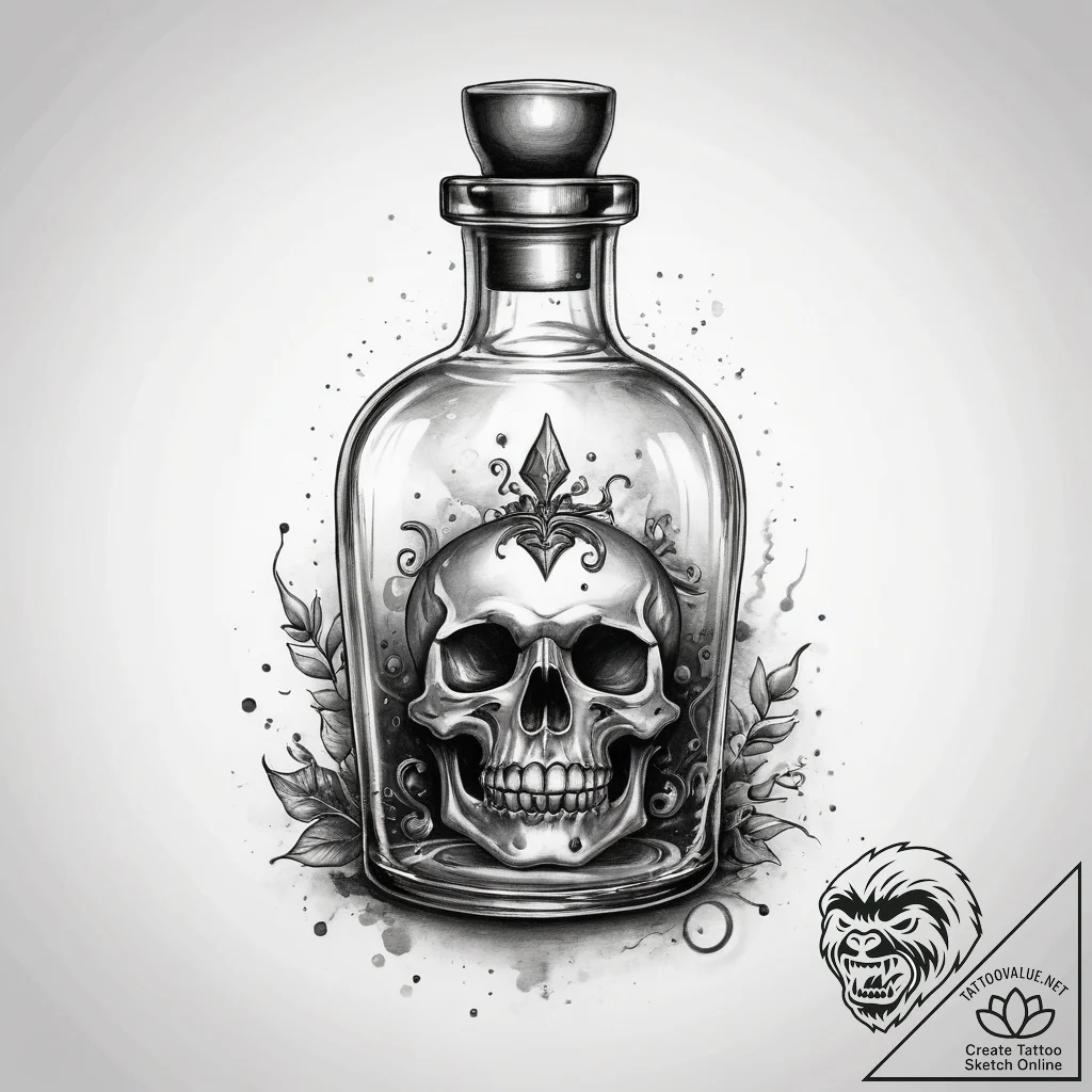 Tattoo sketch magic potion bottle - tattoo sketch (№1757489218_0, 10.09.2025 07:26) — tattoovalue.net