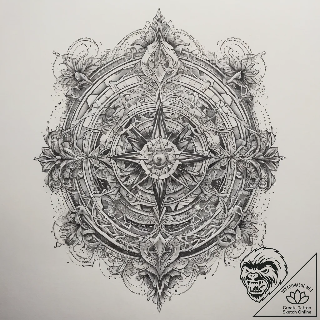 Tattoo sketch magical map, concept art for ta... - tattoo sketch (№1757489411_0, 10.09.2025 07:30) — tattoovalue.net