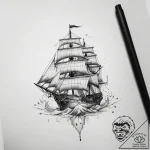 Tattoo sketch ship, tattoo line art, soft whi… – tattoo sketch (№1757489605_0, 10.09.2025 07:33) — tattoovalue.net