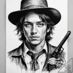 Tattoo sketch billy the kid with a gun – tattoo sketch (№1757490381_0, 10.09.2025 07:46) — tattoovalue.net