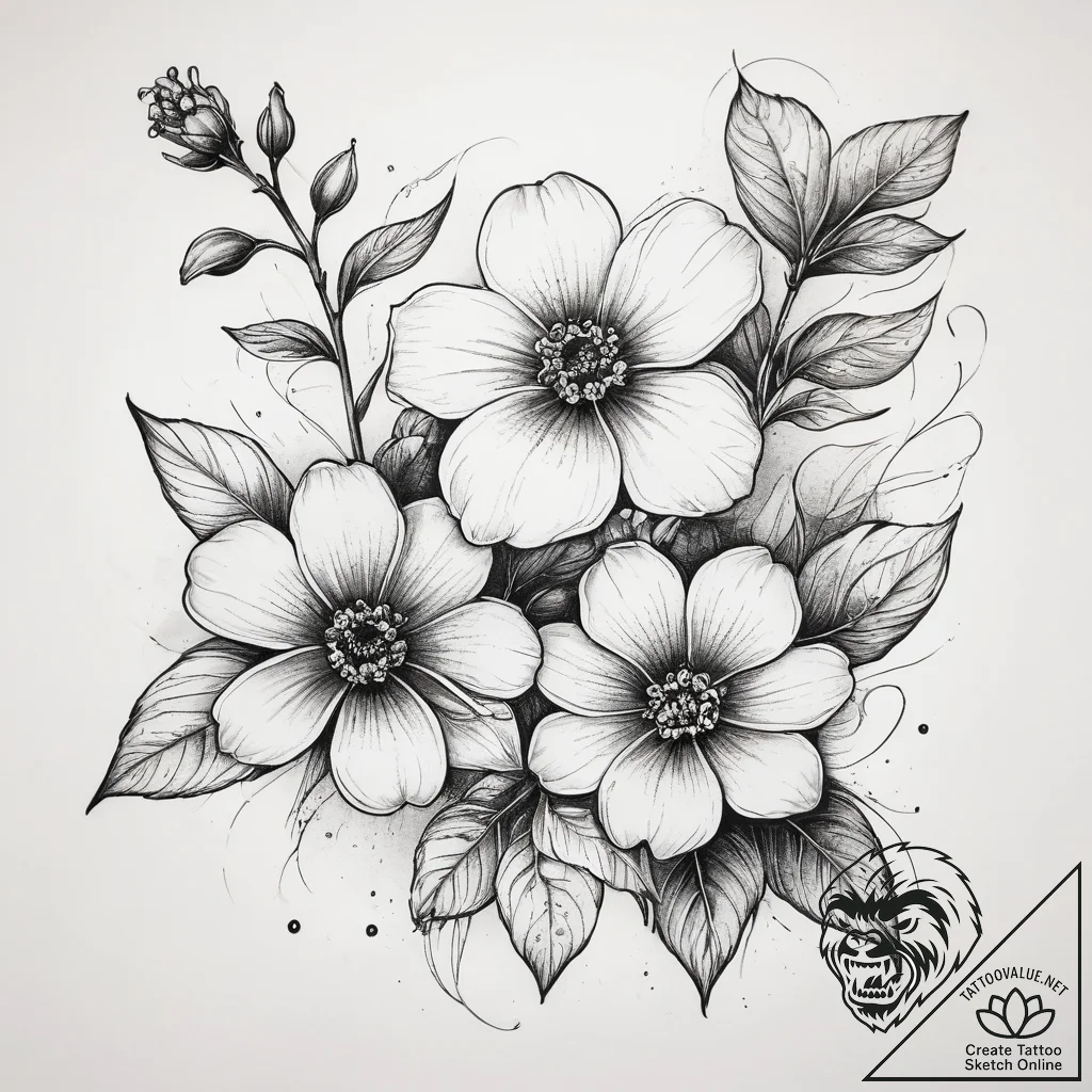 Tattoo sketch forget-me-not flower, tattoo fl... - tattoo sketch (№1757493290_0, 10.09.2025 08:34) — tattoovalue.net