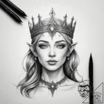 Tattoo sketch elven queen crown, concept art… – tattoo sketch (№1757493484_0, 10.09.2025 08:38) — tattoovalue.net