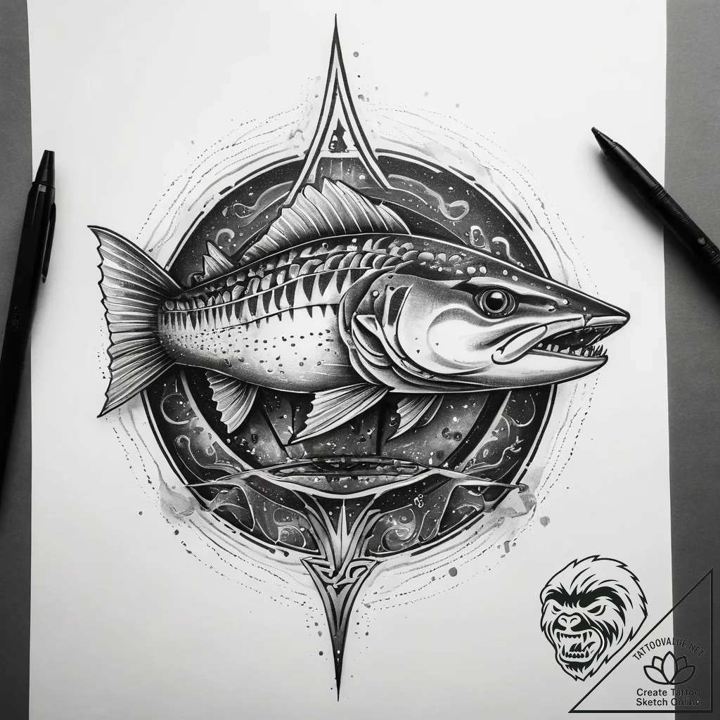 Tattoo sketch barracuda, artistic tattoo sket... - tattoo sketch (№1757494454_0, 10.09.2025 08:54) — tattoovalue.net