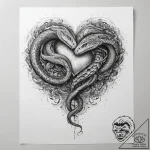 Tattoo sketch heartbeat with a snake, artisti… – tattoo sketch (№1757494844_0, 10.09.2025 09:00) — tattoovalue.net
