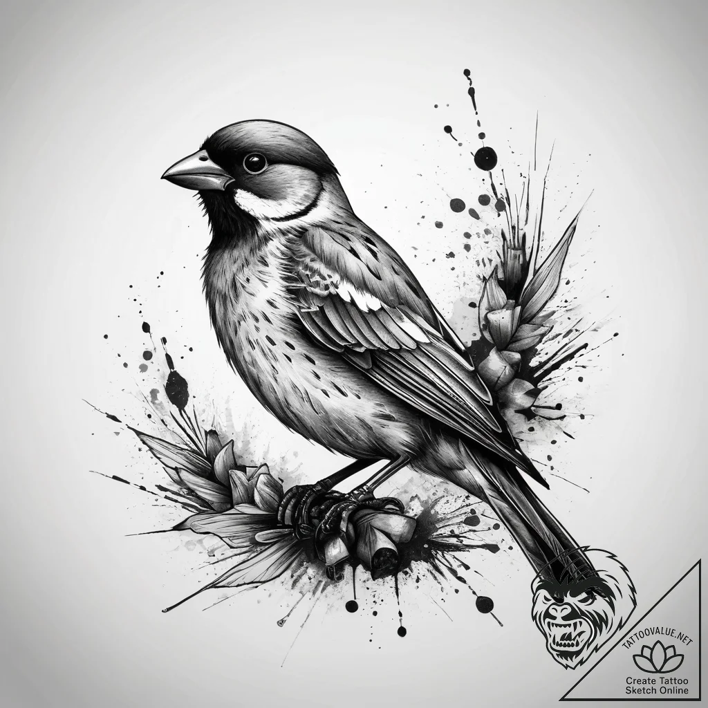 Tattoo sketch puns a sparrow that says "i'm a... - tattoo sketch (№1757496207_0, 10.09.2025 09:23) — tattoovalue.net