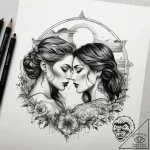 Tattoo sketch romantic sunset with a couple,… – tattoo sketch (№1757496594_0, 10.09.2025 09:29) — tattoovalue.net