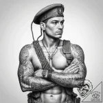 Tattoo sketch soldier with a rope, concept ar… – tattoo sketch (№1757498341_0, 10.09.2025 09:59) — tattoovalue.net