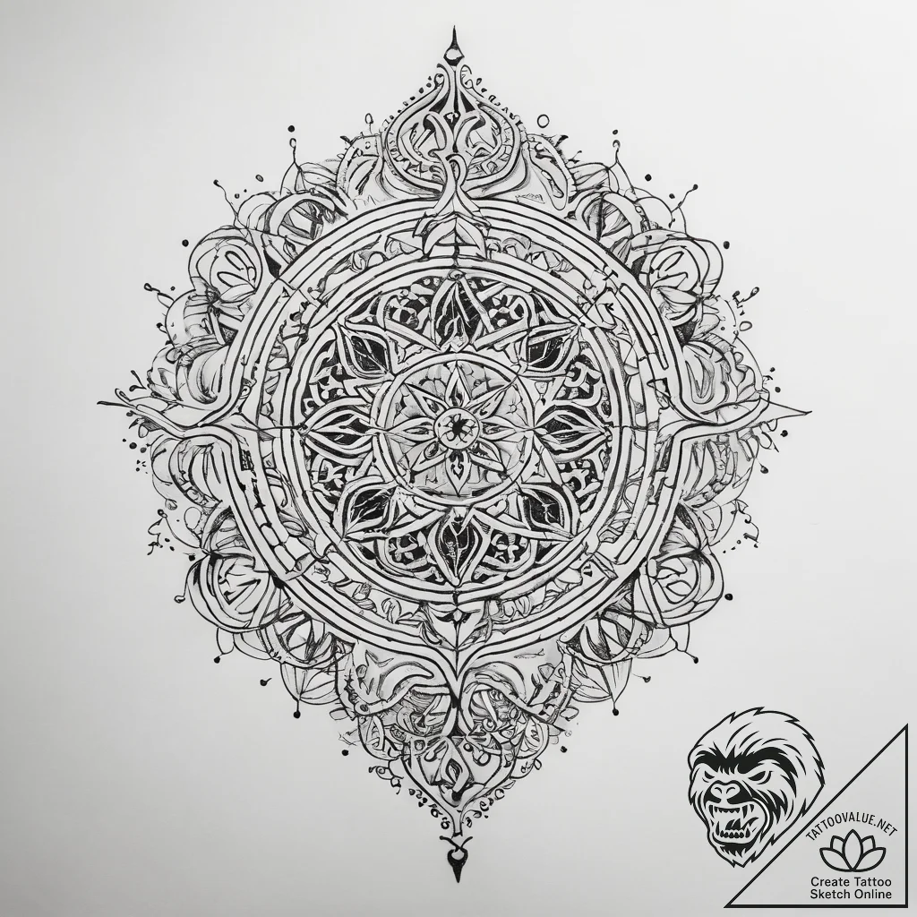 Tattoo sketch арабский узор - tattoo sketch (№1757499116_0, 10.09.2025 10:11) — tattoovalue.net