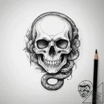 Tattoo sketch skull and snake, concept art fo… – tattoo sketch (№1757499310_0, 10.09.2025 10:15) — tattoovalue.net