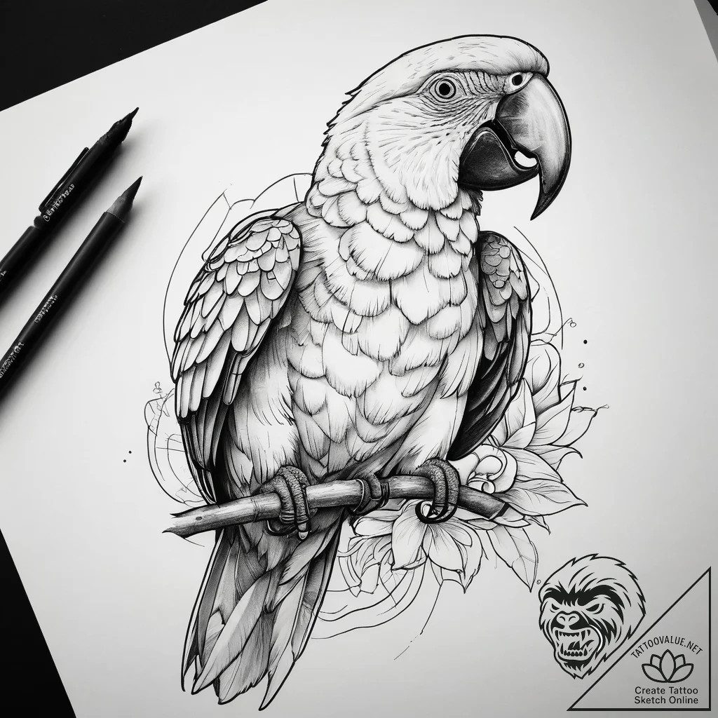 Tattoo sketch scarlet macaw, tattoo sketch de... - tattoo sketch (№1757499893_0, 10.09.2025 10:24) — tattoovalue.net