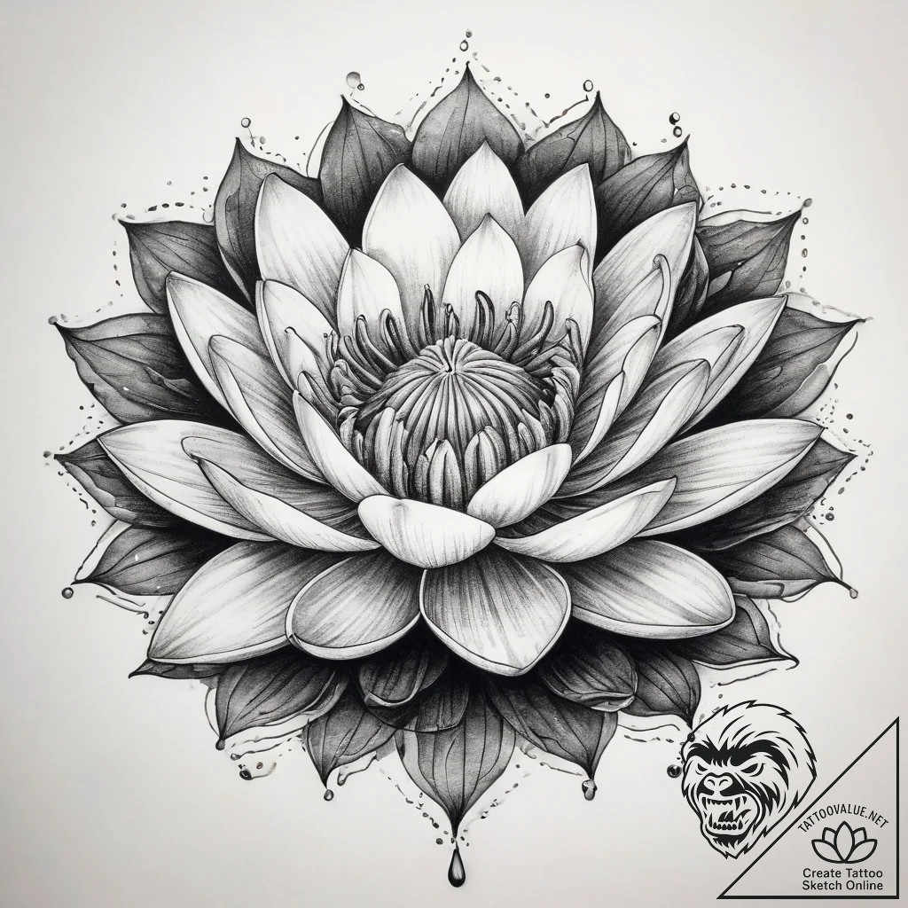 Tattoo sketch water lily, tattoo flash sheet... - tattoo sketch (№1757500281_0, 10.09.2025 10:31) — tattoovalue.net