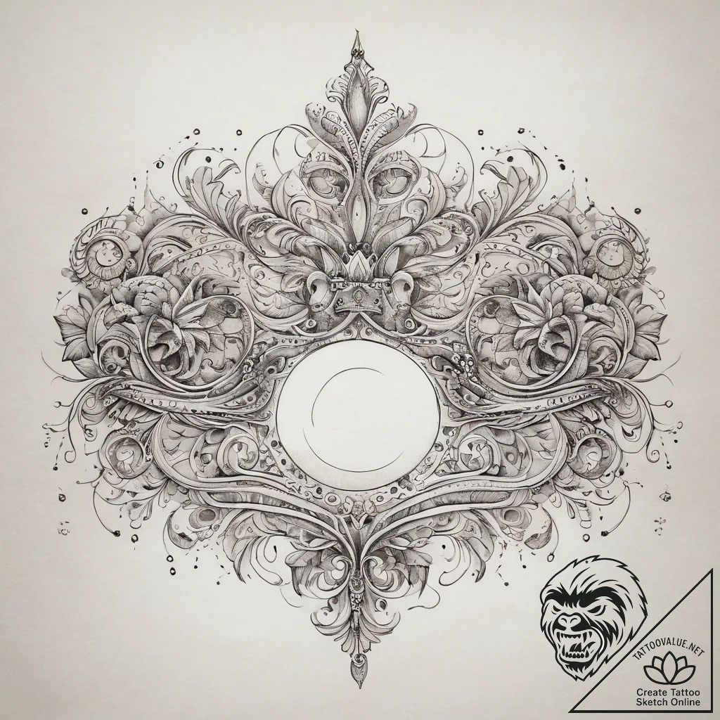 Tattoo sketch tiara with a moon, tattoo line... - tattoo sketch (№1757500475_0, 10.09.2025 10:34) — tattoovalue.net