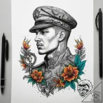 Tattoo sketch soldier with a key, tattoo flas… – tattoo sketch (№1757500863_0, 10.09.2025 10:41) — tattoovalue.net