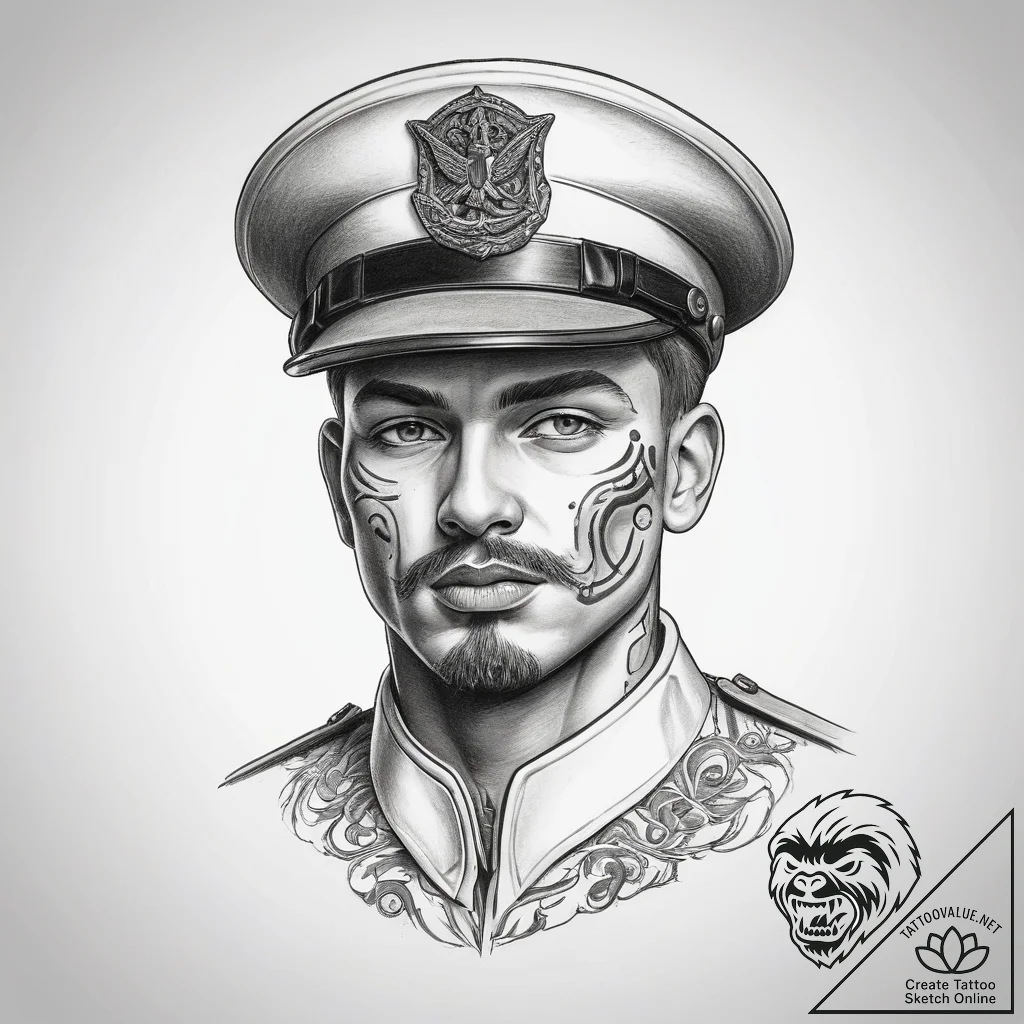 Tattoo sketch soldier with a scroll, concept... - tattoo sketch (№1757501057_0, 10.09.2025 10:44) — tattoovalue.net
