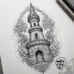 Tattoo sketch tower, tattoo line art, ornamen… – tattoo sketch (№1757502220_0, 10.09.2025 11:03) — tattoovalue.net