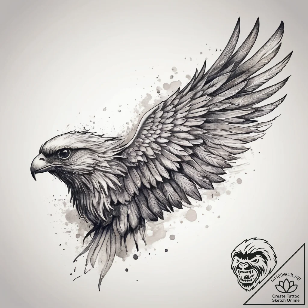 Tattoo sketch feathered wings, artistic tatto... - tattoo sketch (№1757503384_0, 10.09.2025 11:23) — tattoovalue.net