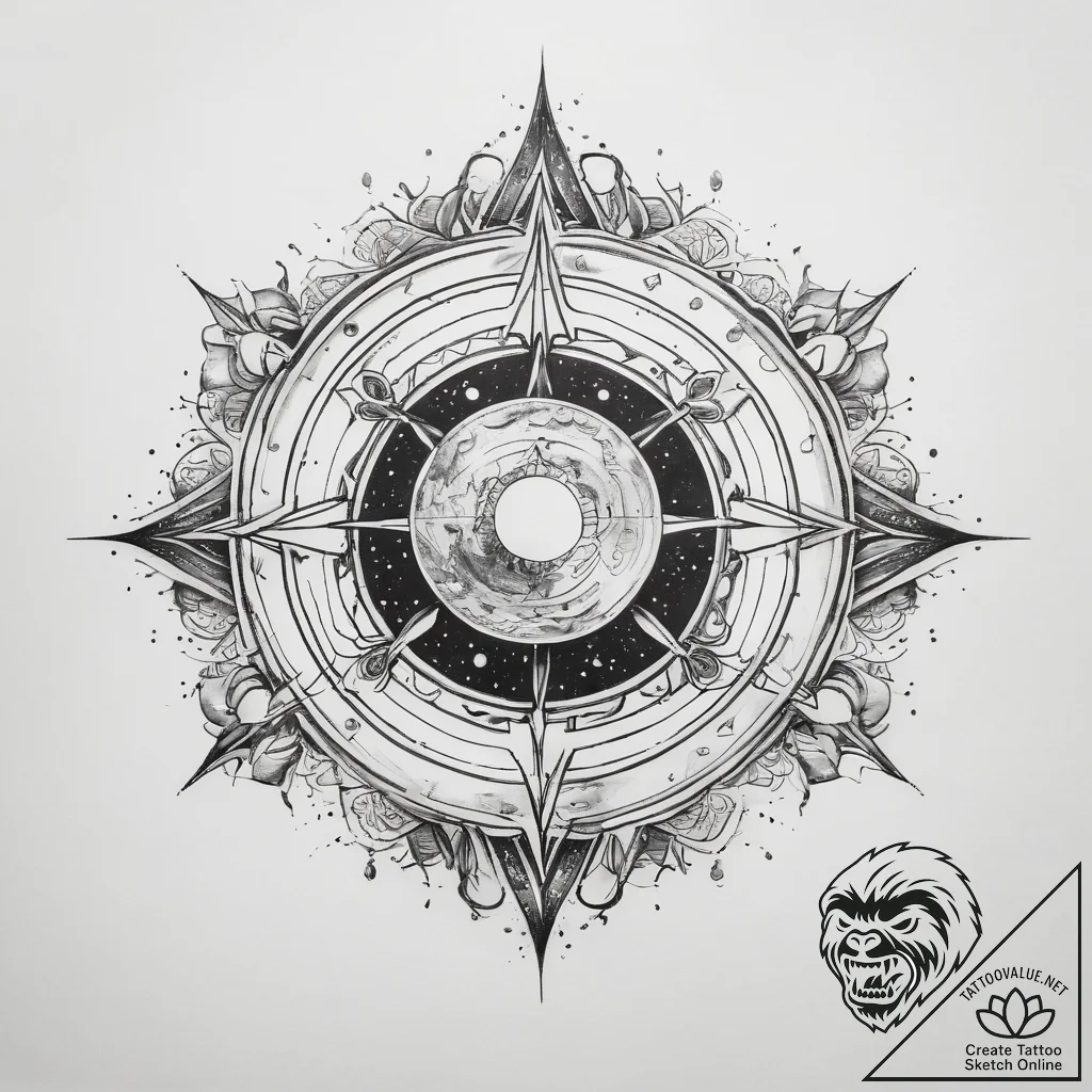 Tattoo sketch cosmic beginning - tattoo sketch (№1757506100_0, 10.09.2025 12:08) — tattoovalue.net
