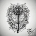 Tattoo sketch old map with a key, ink illustr… – tattoo sketch (№1757506879_0, 10.09.2025 12:21) — tattoovalue.net