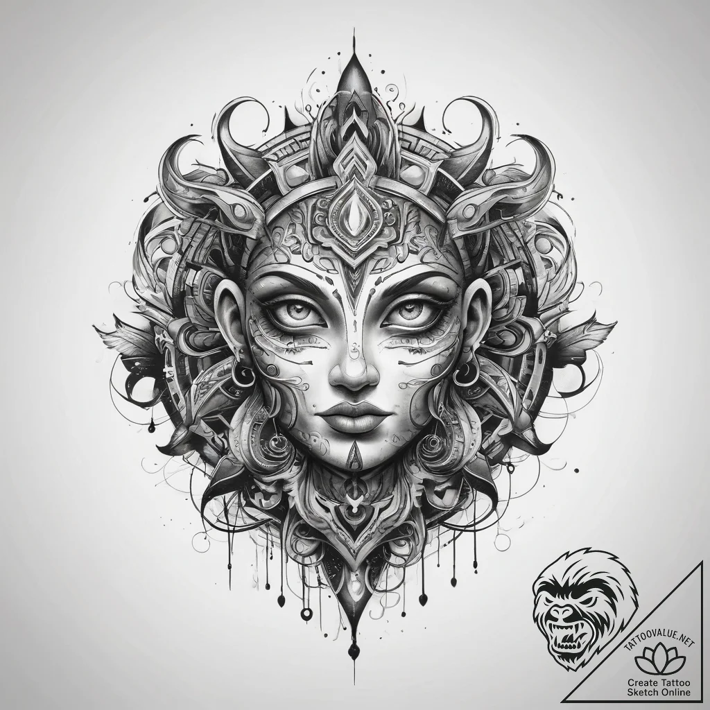 Tattoo sketch spiritual resonance, ink illust... - tattoo sketch (№1757507272_0, 10.09.2025 12:27) — tattoovalue.net