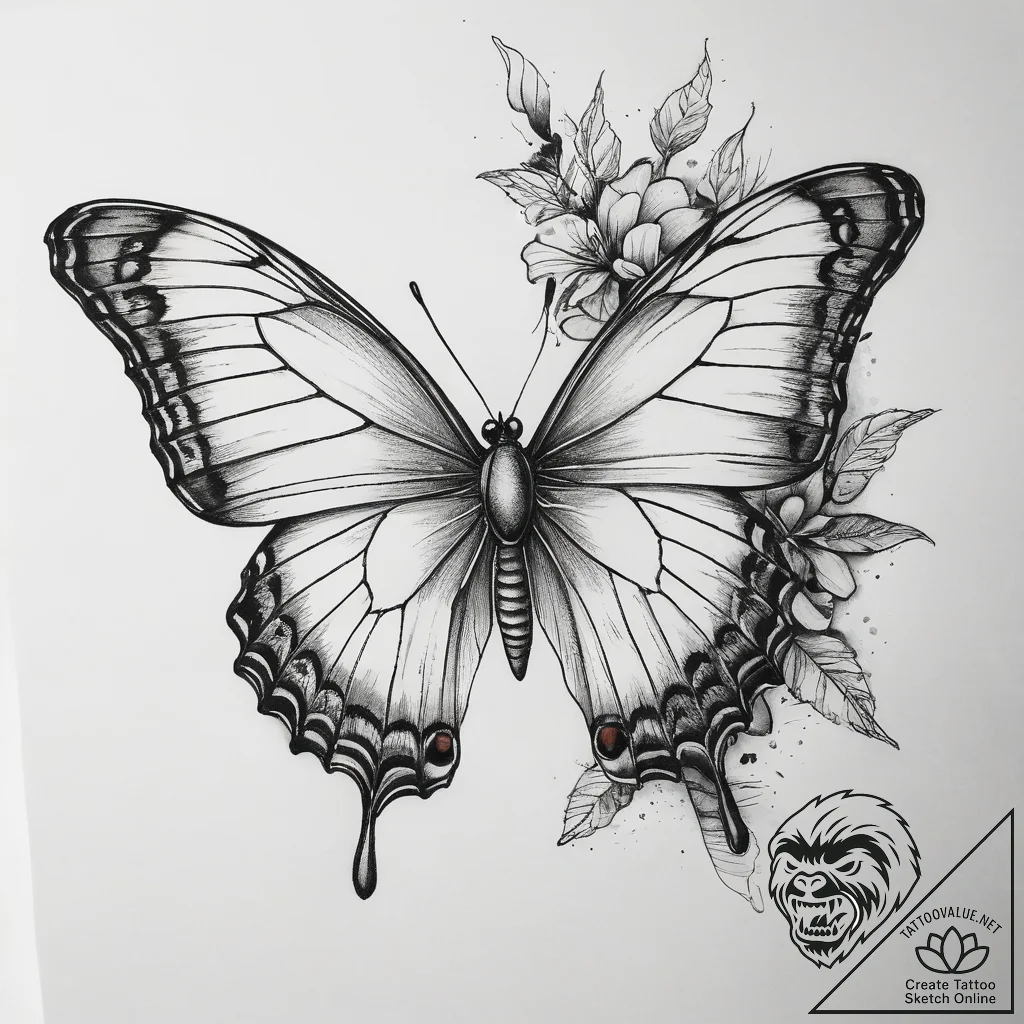 Tattoo sketch butterfly girl tattoo, tattoo d... - tattoo sketch (№1757507472_0, 10.09.2025 12:31) — tattoovalue.net