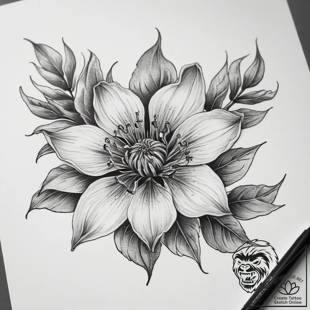 Tattoo sketch witch hazel flower, concept art... - tattoo sketch (№1757509050_0, 10.09.2025 12:57) — tattoovalue.net