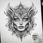 Tattoo sketch cosmic legend, tattoo line art,… – tattoo sketch (№1757510818_0, 10.09.2025 13:26) — tattoovalue.net