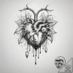 Tattoo sketch bleeding heart flower – tattoo sketch (№1757511013_0, 10.09.2025 13:30) — tattoovalue.net