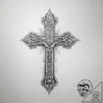Tattoo sketch cross with a heart – tattoo sketch (№1757511411_0, 10.09.2025 13:36) — tattoovalue.net