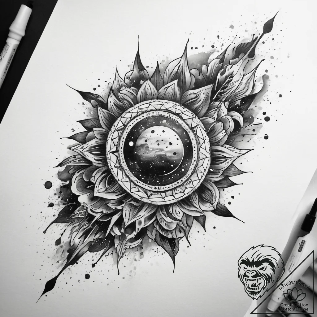 Tattoo sketch cosmic essence, artistic tattoo... - tattoo sketch (№1757512195_0, 10.09.2025 13:49) — tattoovalue.net