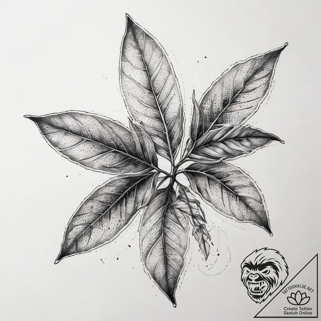 Tattoo sketch bay leaf with a quote, tattoo l... - tattoo sketch (№1757512584_0, 10.09.2025 13:56) — tattoovalue.net