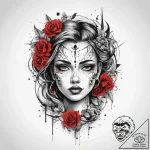 Tattoo sketch mystical portrayal, concept art… – tattoo sketch (№1757513976_0, 10.09.2025 14:19) — tattoovalue.net
