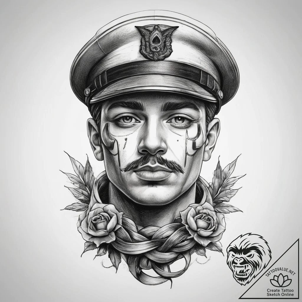 Tattoo sketch soldier with a knot, ink illust... - tattoo sketch (№1757519109_0, 10.09.2025 15:45) — tattoovalue.net
